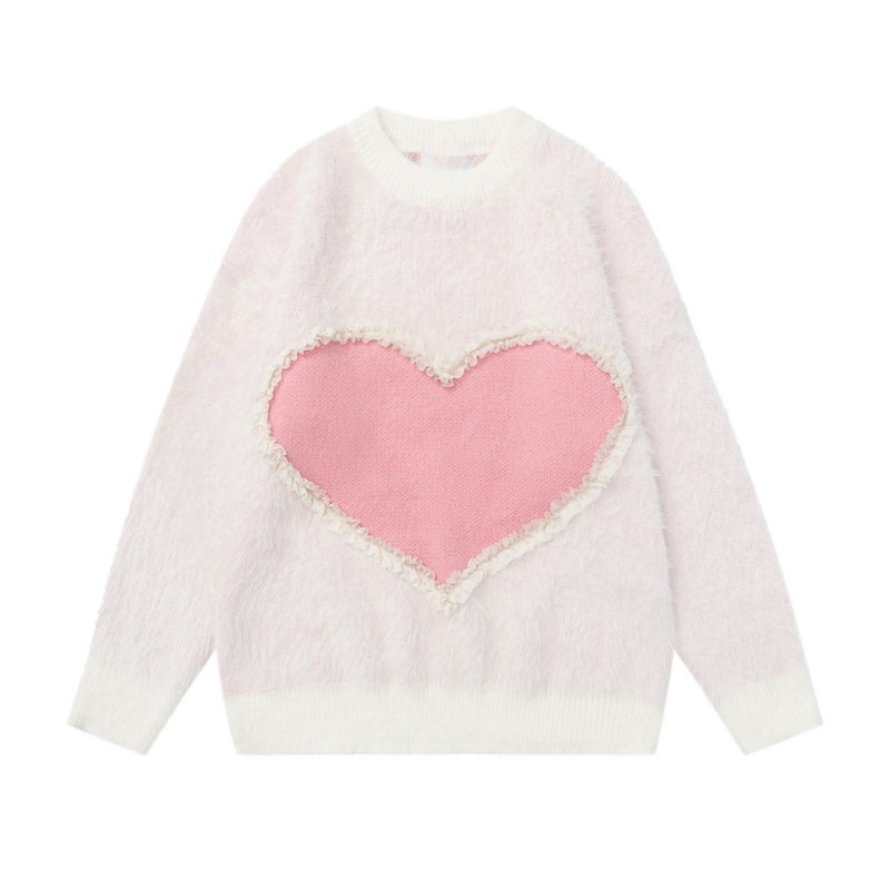 Playful Heart Design Knit Sweater