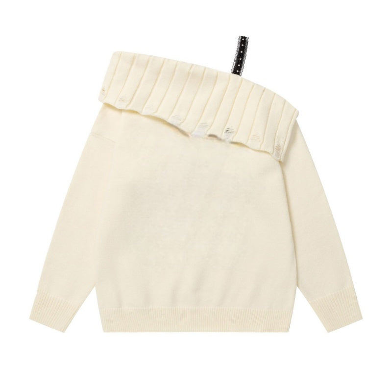 Chic Apricot Off-Shoulder Oversized Sweater