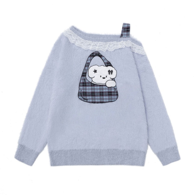 Apricot Slouchy Off-Shoulder Knit Sweater