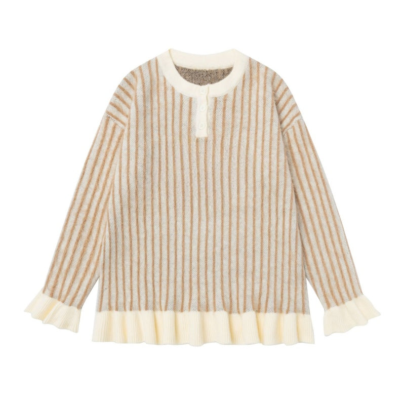 Chic Decorative Stripe Crewneck Sweater